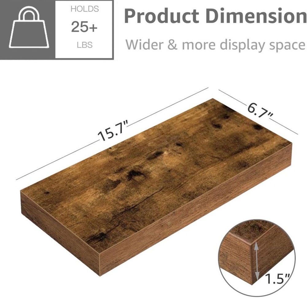 Rustic Brown Wooden Wall Shelf